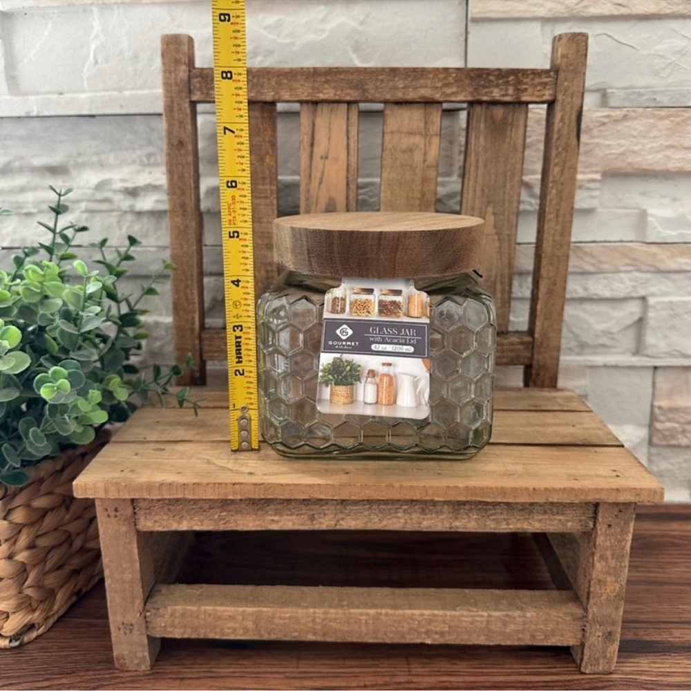 🆕 Honeycomb 🐝 42oz Glass Jar With Wooden Lid! - Picture 5 of 9